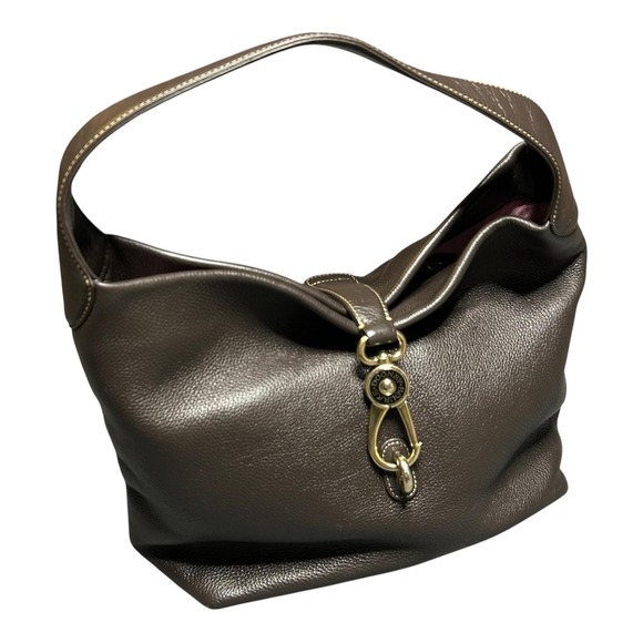 Dooney & Bourke Hobo Bag Womens Large Brown Pebble Leather Shoulder Purse